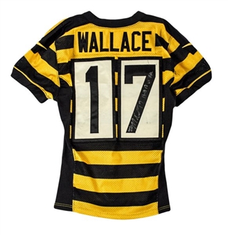 2012 Mike Wallace Signed & Inscribed Game Worn Pittsburgh Steelers Throwback Jersey (Wallace LOA)